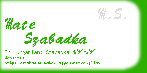 mate szabadka business card